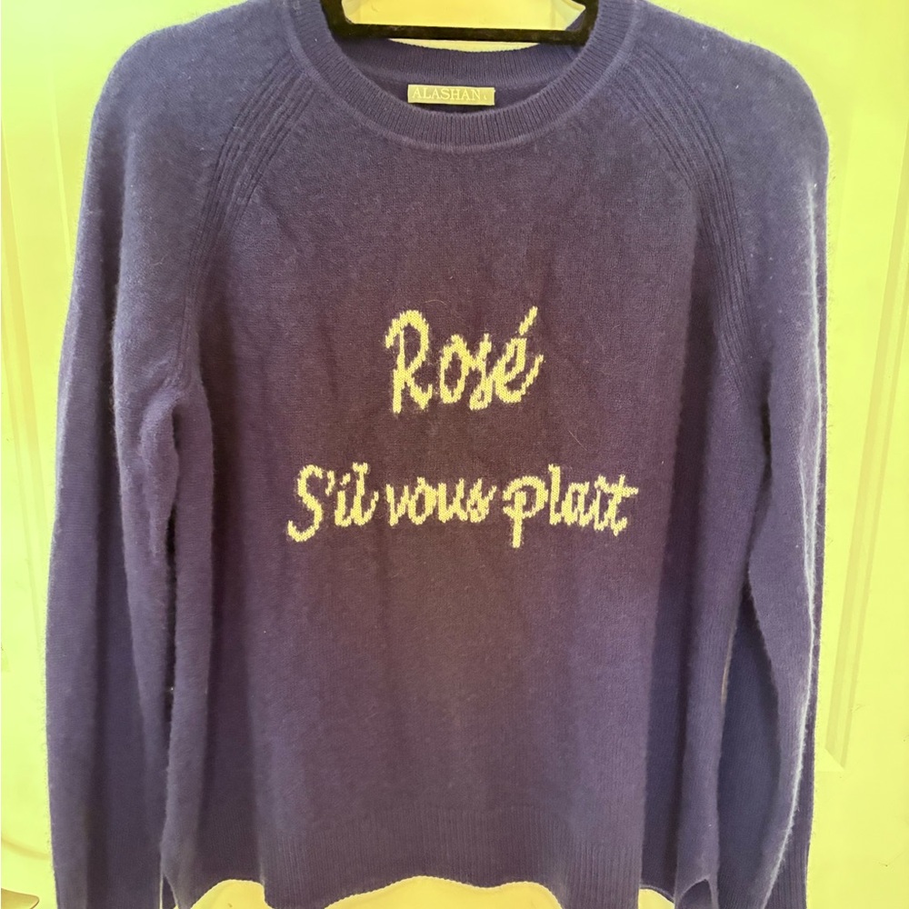 Blue Women's Cashmere Sweater by Alashan Brand wine champagne French